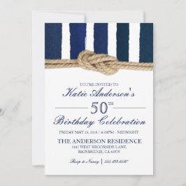 Invitación de cumpleaños de franjas de la marina d