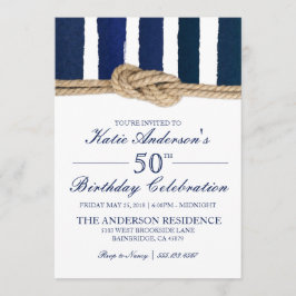 Invitación de cumpleaños de franjas de la marina d