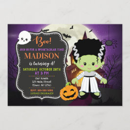 Invitación de cumpleaños de Frankenstein Bride Hal