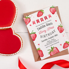 Invitación de cumpleaños de fresa Berry First