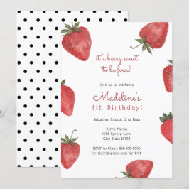 Invitación de cumpleaños de fresa Berry Sweet Birt