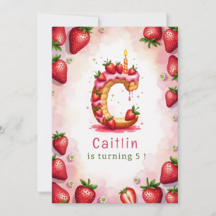 Invitación de cumpleaños de fresa Carta C Tema del