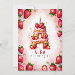 Invitación de cumpleaños de fresa Carta de diseño