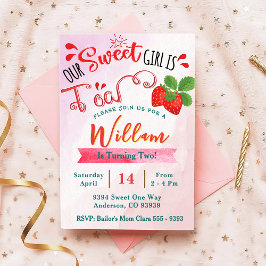 Invitación de cumpleaños de fresa | Chica dulce