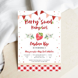 Invitación de cumpleaños de fresa dulce de baya