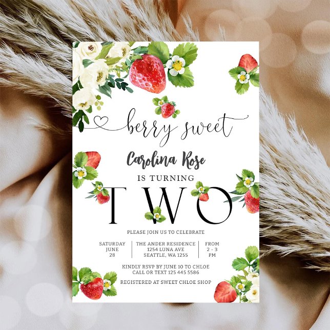 Invitación de Cumpleaños de Fresa Dulce de Baya (Subido por el creador)