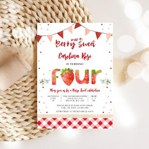 Invitación de cumpleaños de fresa dulce de baya