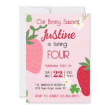 Invitación de cumpleaños de fresa dulce de baya