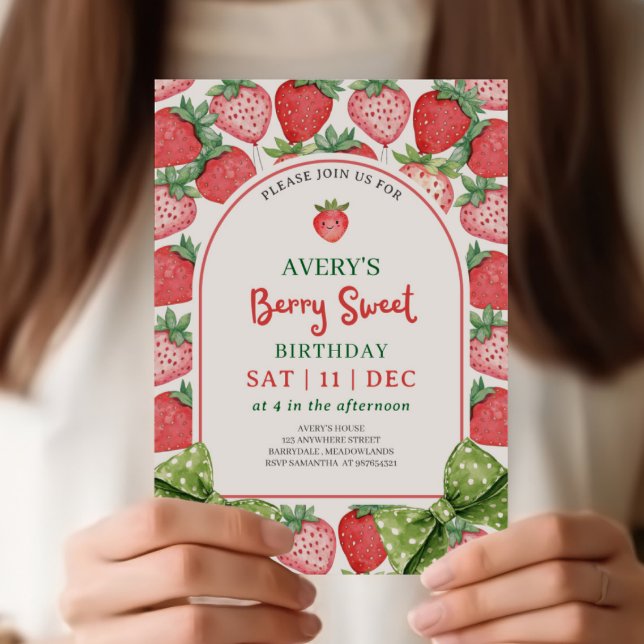 Invitación de cumpleaños de fresa dulce de bayas (Subido por el creador)