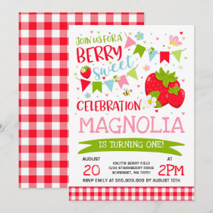 Invitación de cumpleaños de fresa Fiesta de Berry 