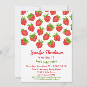 Invitación de cumpleaños de fresa Fresas de verano