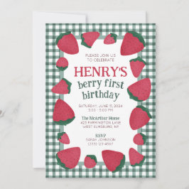 Invitación de cumpleaños de fresa para niño o Chic