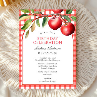 Invitación de cumpleaños de frutas de manzana