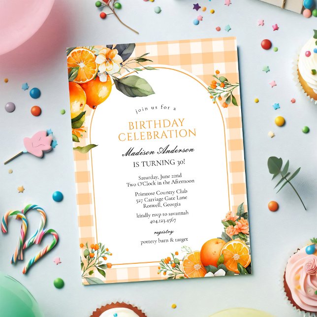 Invitación de cumpleaños de frutas naranjas (Subido por el creador)