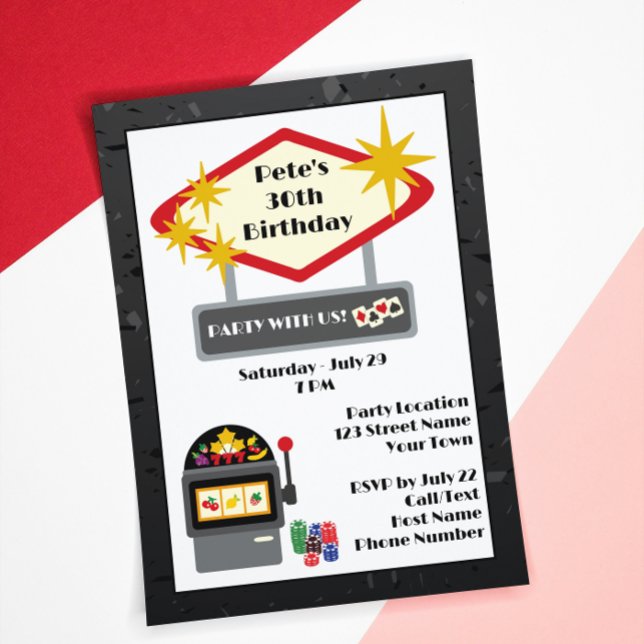 Invitación de cumpleaños de Fun Vegas Casino Night (Subido por el creador)