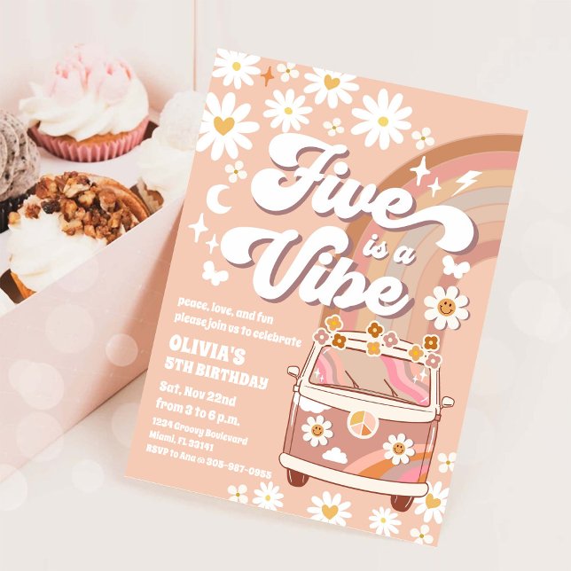 Invitación de cumpleaños de furgoneta Daisy retro (Subido por el creador)
