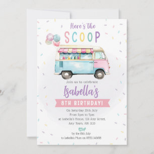 Invitación de cumpleaños de furgoneta de helados -