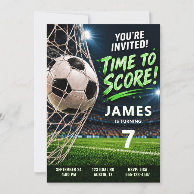 Invitación de cumpleaños de fútbol (Anverso)