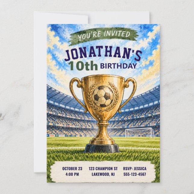 Invitación de cumpleaños de fútbol (Anverso)