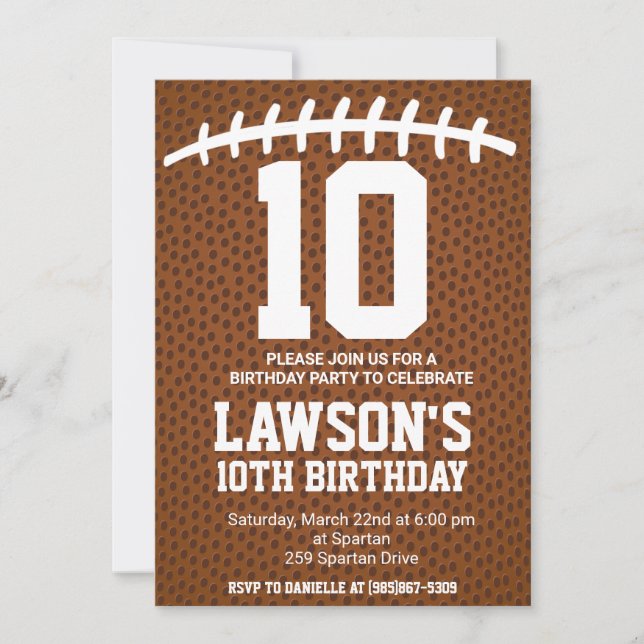 Invitación de cumpleaños de fútbol americano (Anverso)
