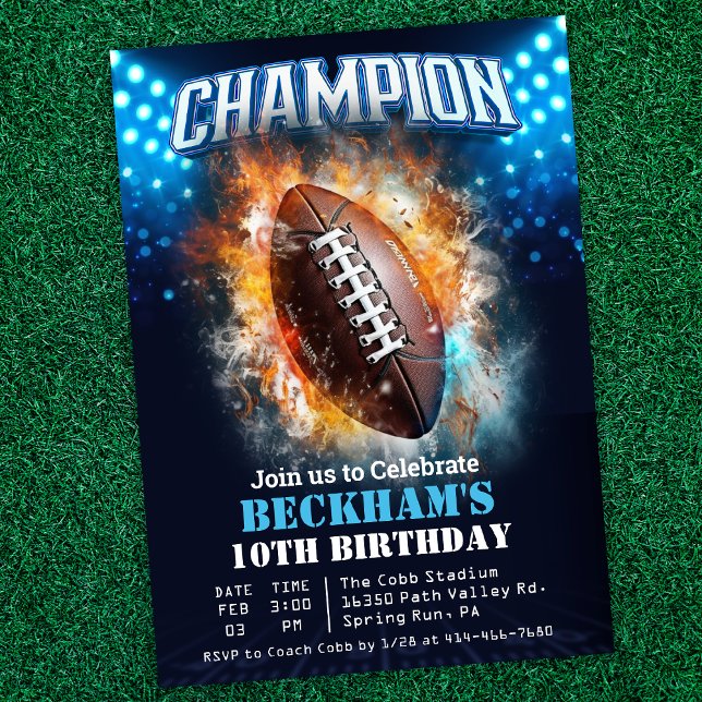 Invitación de cumpleaños de fútbol americano (Subido por el creador)