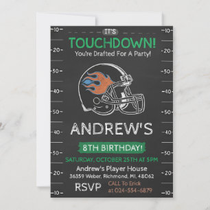 Invitación de cumpleaños de fútbol americano perso