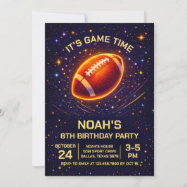 Invitación de cumpleaños de fútbol con brillo de n