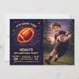 Invitación de cumpleaños de fútbol con brillo de n
