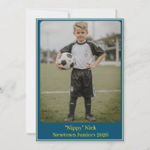 Invitación de cumpleaños de fútbol con foto de ret