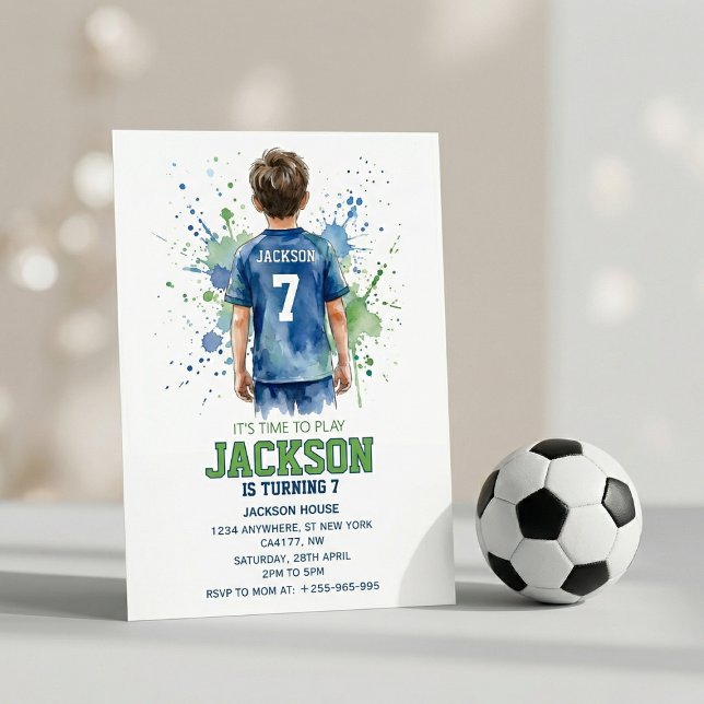 Invitación de cumpleaños de fútbol de acuarela par (Subido por el creador)