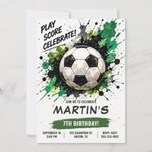 Invitación de cumpleaños de fútbol deportivo moder