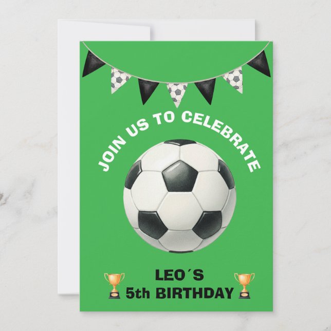Invitación de cumpleaños de fútbol editable - Fútb (Anverso)