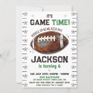 Invitación de cumpleaños de fútbol en tiempo de ju