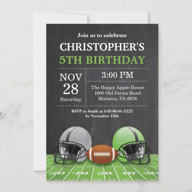 Invitación de cumpleaños de fútbol Fiesta de cumpl (Anverso)
