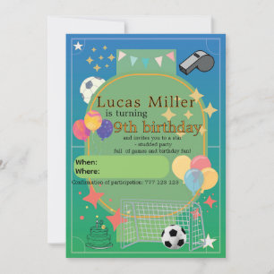 Invitación de cumpleaños de fútbol   Fiesta infant
