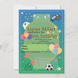 Invitación de cumpleaños de fútbol | Fiesta infant