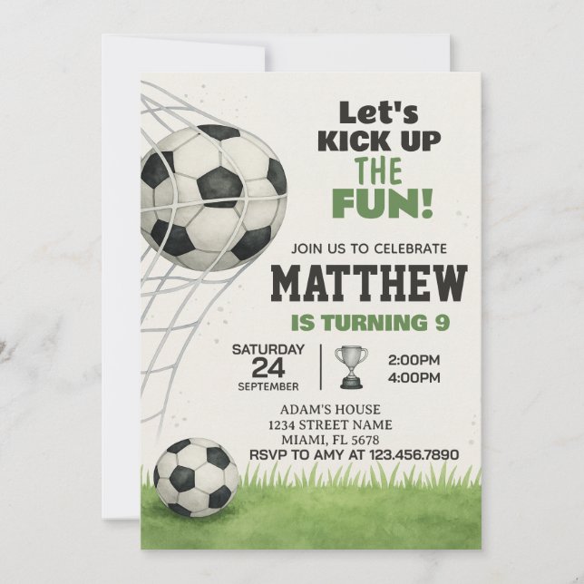 Invitación de cumpleaños de fútbol imprimible (Anverso)