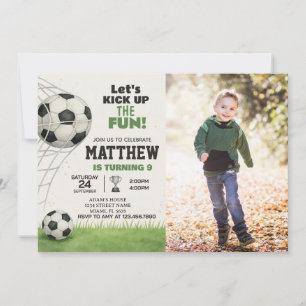 Invitación de cumpleaños de fútbol imprimible con