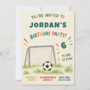 Invitación de cumpleaños de fútbol moderno para ni