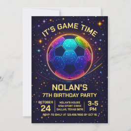 Invitación de cumpleaños de fútbol neon