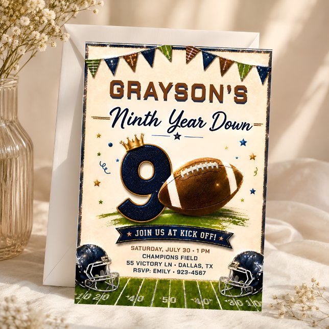 Invitación de cumpleaños de fútbol Ninth Year Down (Subido por el creador)