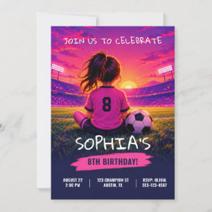 Invitación de cumpleaños de fútbol para niña moder