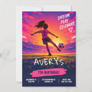 Invitación de cumpleaños de fútbol para niñas