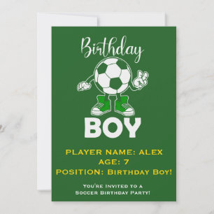 Invitación de cumpleaños de fútbol para niños con 