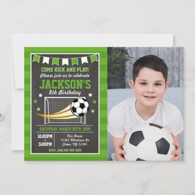 Invitación de cumpleaños de fútbol para niños, inv (Anverso)