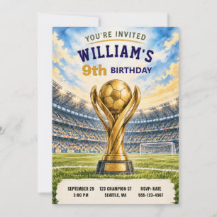 Invitación de cumpleaños de fútbol personalizada