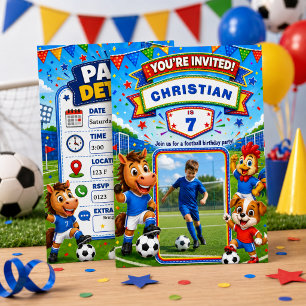 Invitación de cumpleaños de fútbol personalizada c