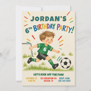 Invitación de cumpleaños de fútbol personalizada p