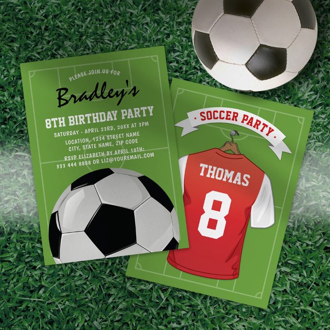 Invitación de cumpleaños de fútbol rojo y blanco (Subido por el creador)