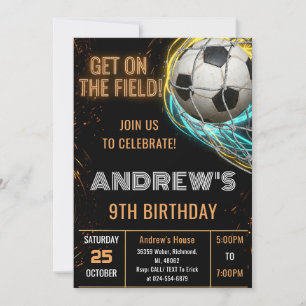 Invitación de cumpleaños de fútbol simple personal